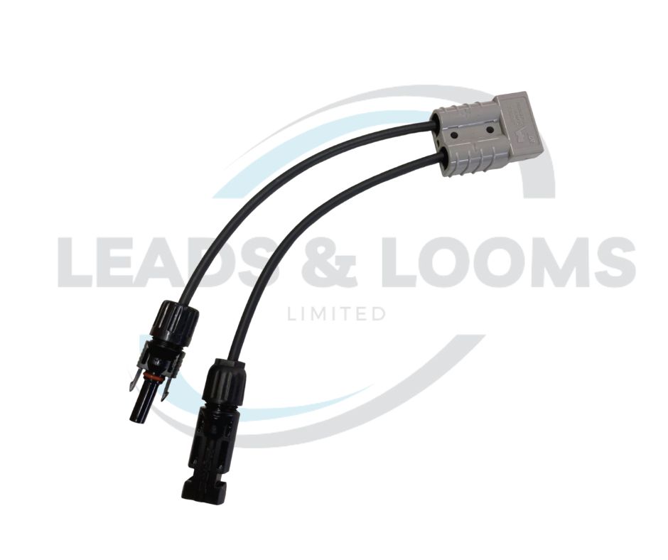 Anderson connector to MC4 solar adapter lead with dual cable outputs