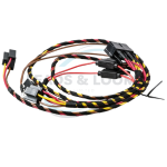 Braided automotive wiring loom with multi-plug connectors, pre-terminated electrical harness for vehicle retrofit and OEM applications